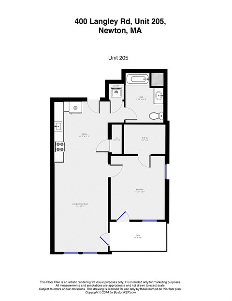 Floor plan for 1 bed, 1 bath